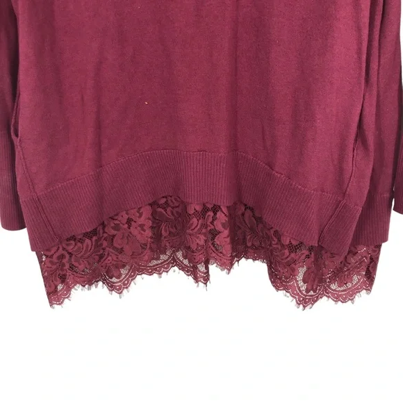 LOGO Lori Goldstein Cashmere Blend Tunic Top w/Lace Hem, Super Soft SZ M - Picture 4 of 8